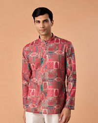 Manyavar Men Resplendent Coral Short Kurta