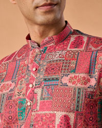 Manyavar Men Resplendent Coral Short Kurta