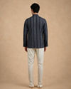 Manyavar Men Blue Spandex Printed Short Kurta