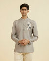 Manyavar Men Elegant Dark Grey Short Kurta