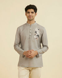 Manyavar Men Elegant Dark Grey Short Kurta