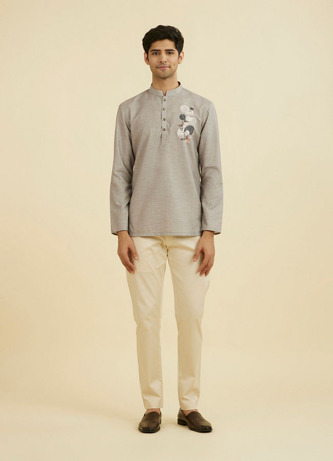 Manyavar Men Elegant Dark Grey Short Kurta