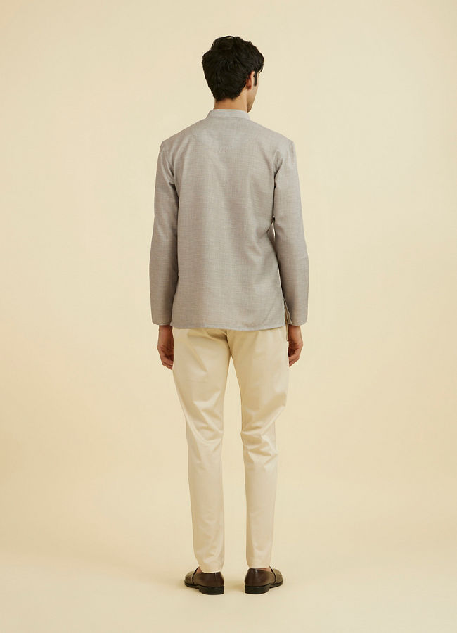 Manyavar Men Elegant Dark Grey Short Kurta