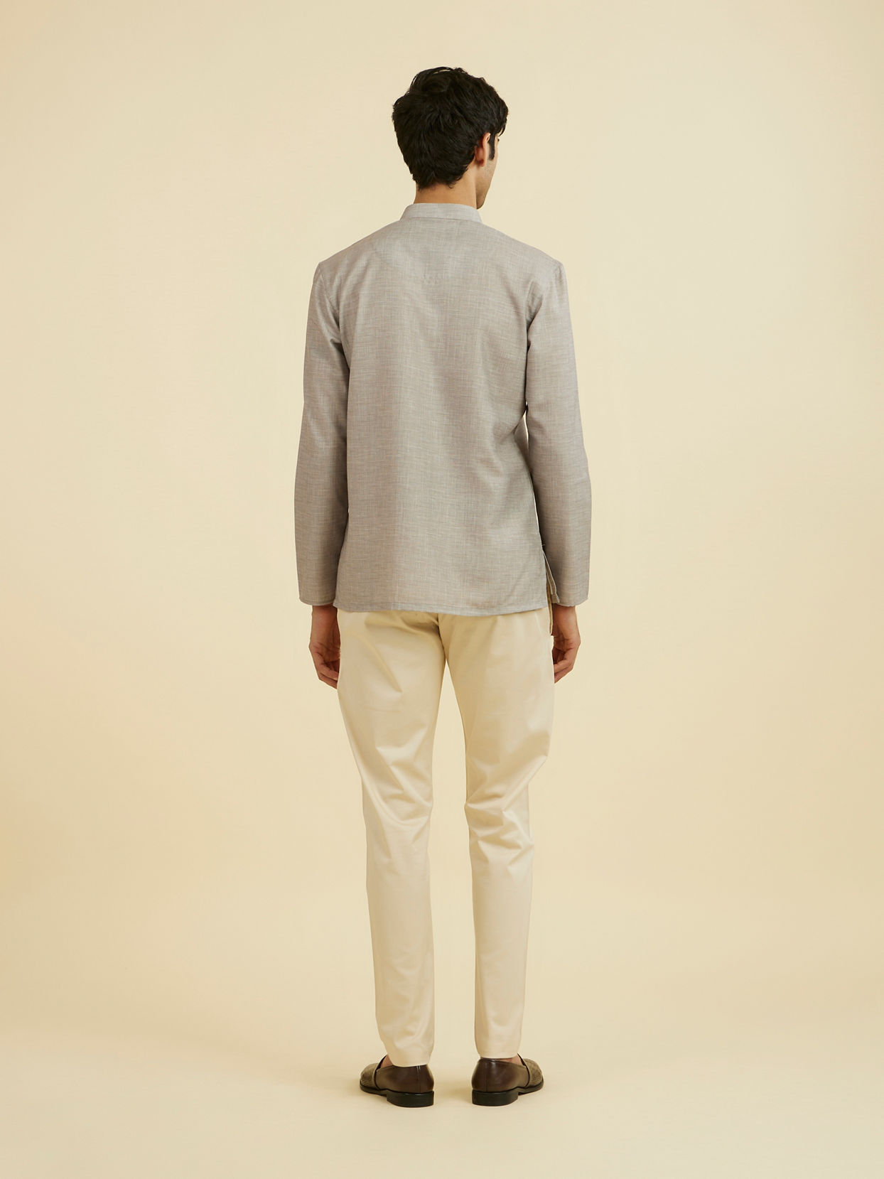 Manyavar Men Elegant Dark Grey Short Kurta