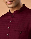 Manyavar Men Elegant Wine Short Kurta