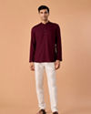 Manyavar Men Elegant Wine Short Kurta