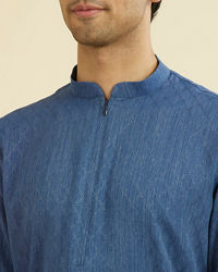 Manyavar Men Vibrant Blue Short Kurta