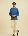 Manyavar Men Vibrant Blue Short Kurta