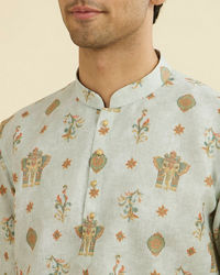 Manyavar Men Light Mid Green Short Kurta