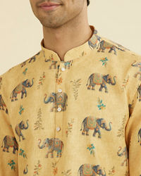 Manyavar Men Vibrant Yellow Short Kurta