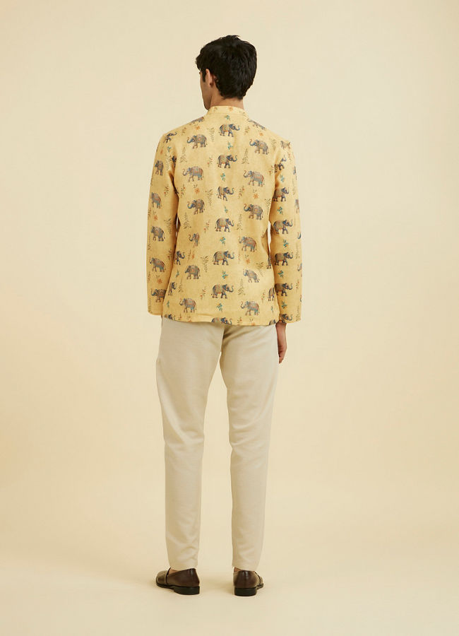 Manyavar Men Vibrant Yellow Short Kurta