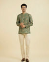 Manyavar Men Olive Green Elegance Short Kurta