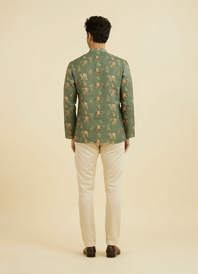 Manyavar Men Olive Green Elegance Short Kurta