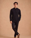 Manyavar Men Black Rayon Short Kurta