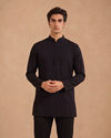 Manyavar Men Black Rayon Short Kurta