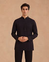 Manyavar Men Black Rayon Short Kurta