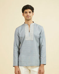 Manyavar Men Greyish Blue Short Kurta