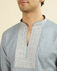 Manyavar Men Greyish Blue Short Kurta