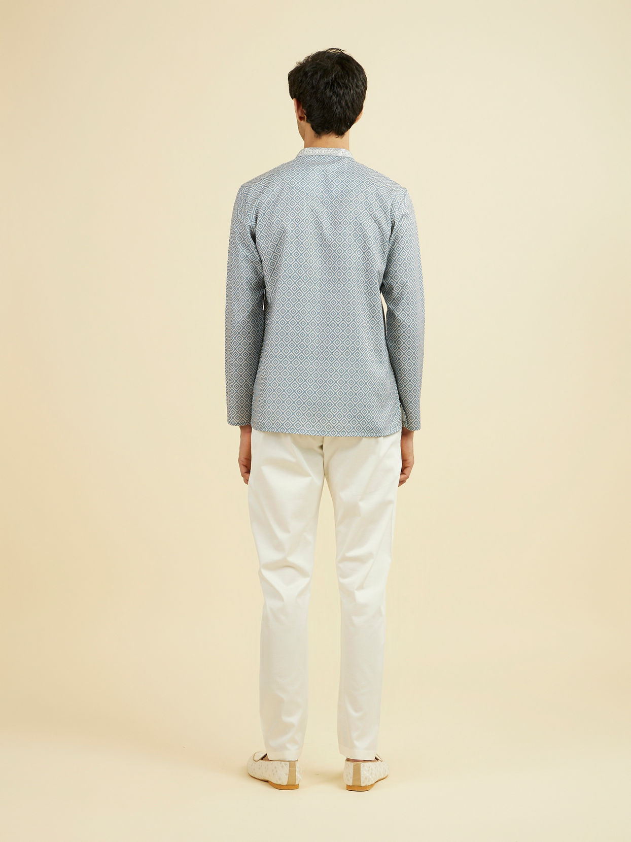 Manyavar Men Greyish Blue Short Kurta