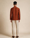 Manyavar Men Brown Silk Short Kurta with Textured Pattern