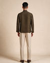 Manyavar Men Olive Green Silk Short Kurta with Self-Texture