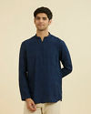 Manyavar Men Dark Blue Festive Short Kurta