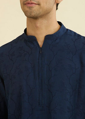 Manyavar Men Dark Blue Festive Short Kurta