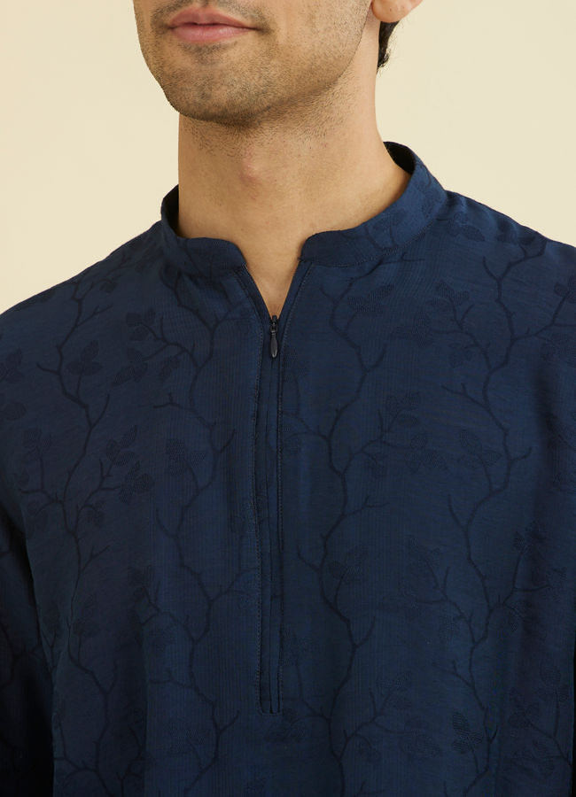 Manyavar Men Dark Blue Festive Short Kurta