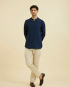 Manyavar Men Dark Blue Festive Short Kurta