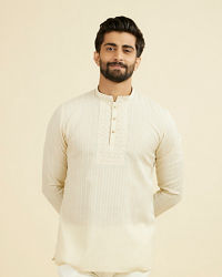 Manyavar Men Beige Festive Short Kurta