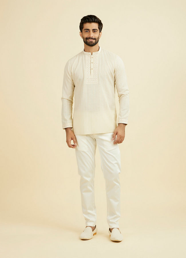 Manyavar Men Beige Festive Short Kurta