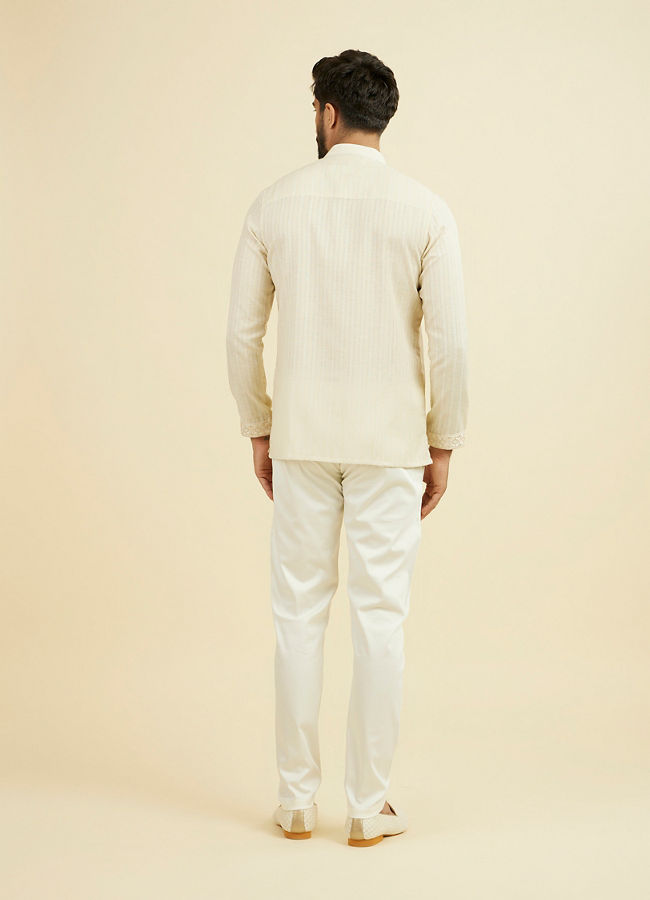 Manyavar Men Beige Festive Short Kurta