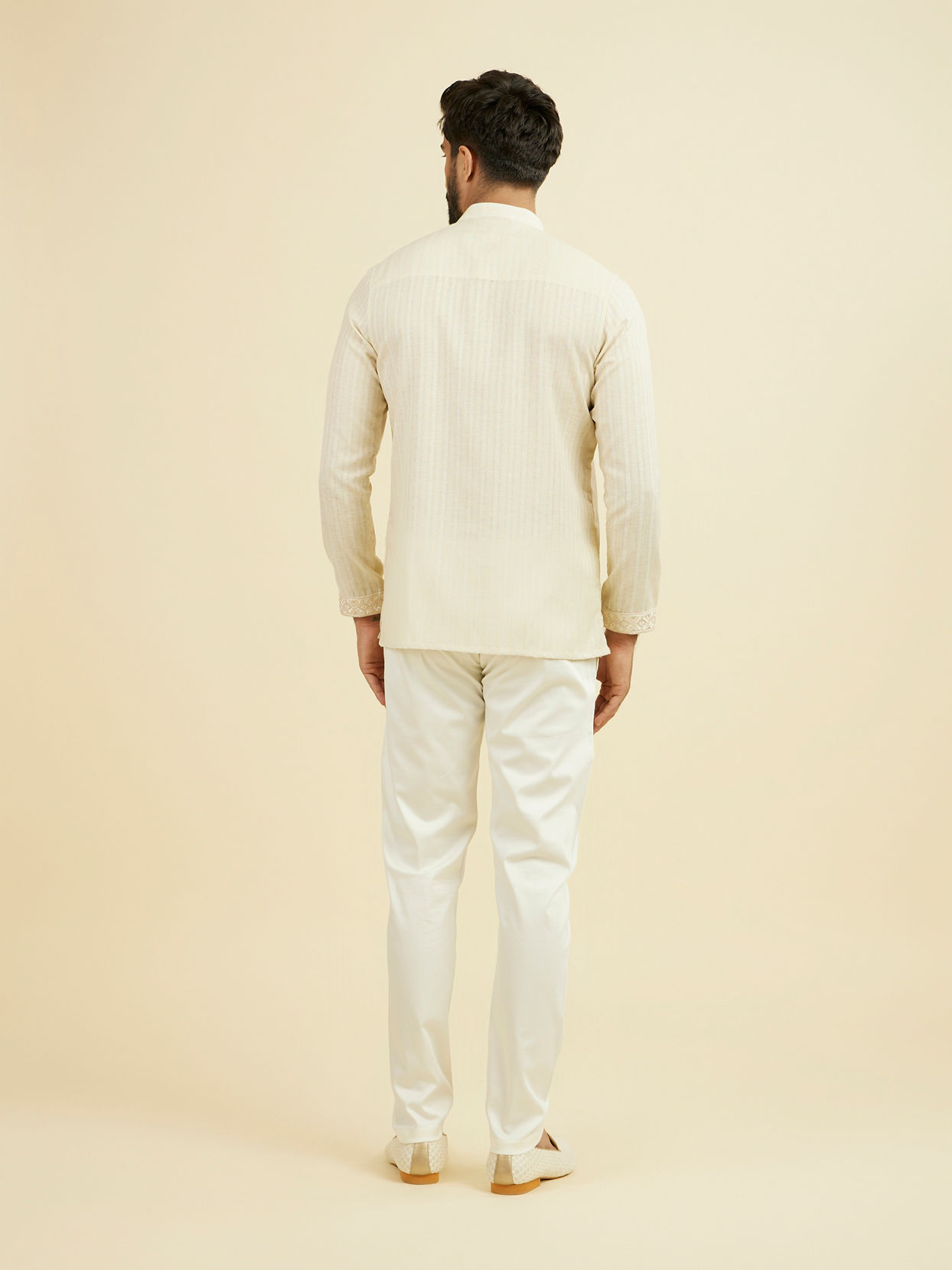 Manyavar Men Beige Festive Short Kurta