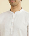 Manyavar Men White Linen Short Kurta