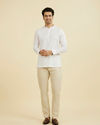 Manyavar Men White Linen Short Kurta