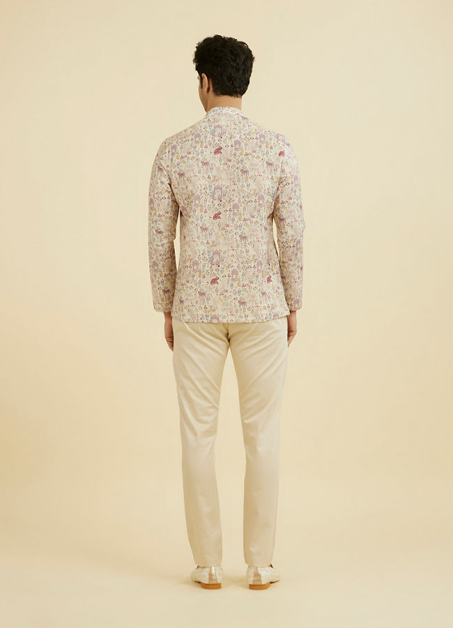 Manyavar Men Cream Splendor Short Kurta