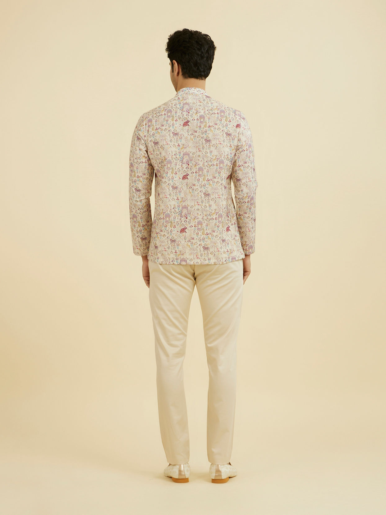 Manyavar Men Cream Splendor Short Kurta