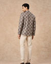 Manyavar Men Olive Green Blended Cotton Printed Short Kurta