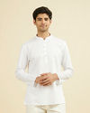 Manyavar Men Elegant White Cotton Short Kurta