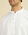 Manyavar Men Elegant White Cotton Short Kurta