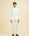 Manyavar Men Elegant White Cotton Short Kurta