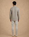 Manyavar Men Sage Green Cotton Self-Textured Short Kurta