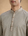 Manyavar Men Sage Green Cotton Self-Textured Short Kurta