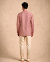 Manyavar Men Dusty Pink Cotton Short Kurta with Embroidery
