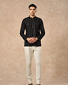 Manyavar Men Black Cotton Short Kurta