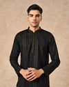 Manyavar Men Black Cotton Short Kurta