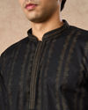 Manyavar Men Black Cotton Short Kurta