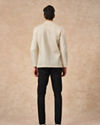 Manyavar Men Cream Cotton Short Kurta with Subtle Pattern