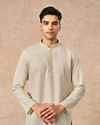 Manyavar Men Cream Cotton Short Kurta with Subtle Pattern
