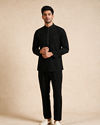 Manyavar Men Black Blended Rayon Short Kurta with Zipper